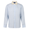 1930s LINEN SHIRT ROUND CUTAWAY COLLAR - BLUE & WHITE STRIPE