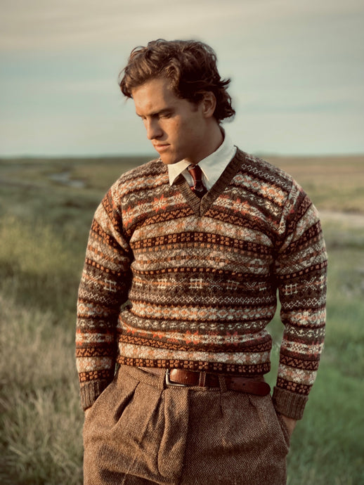 hunt and hall luxury Fair Isle knitted sweater. The Ledbury as